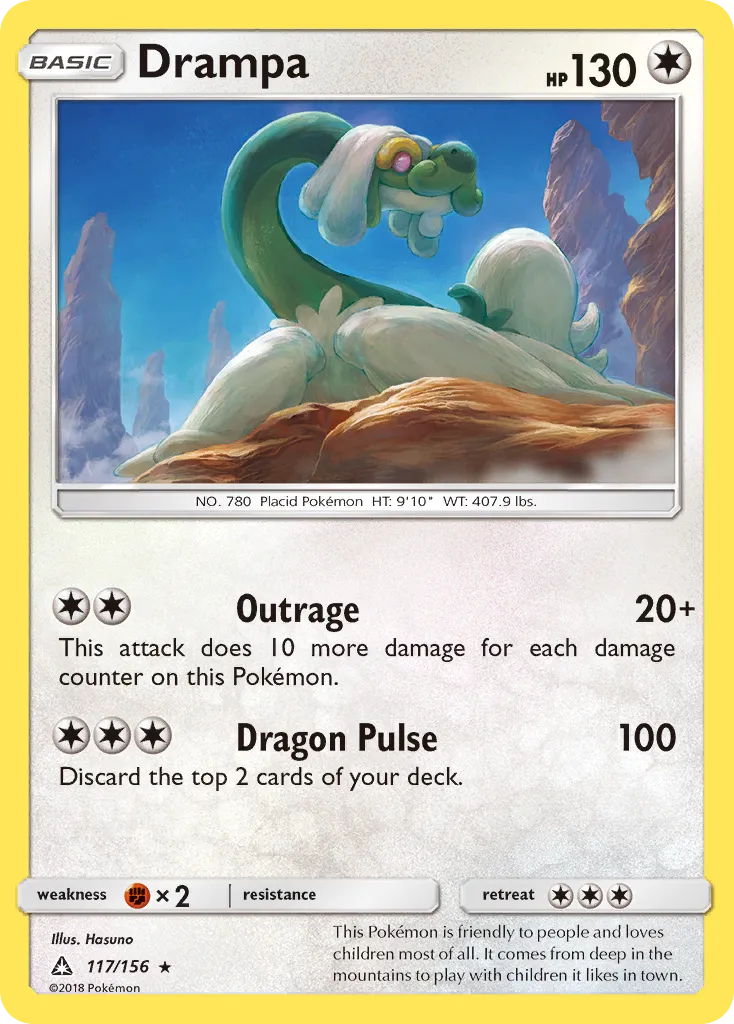 2018 Ultra Prism Drampa #117/156 Rare Holo card image