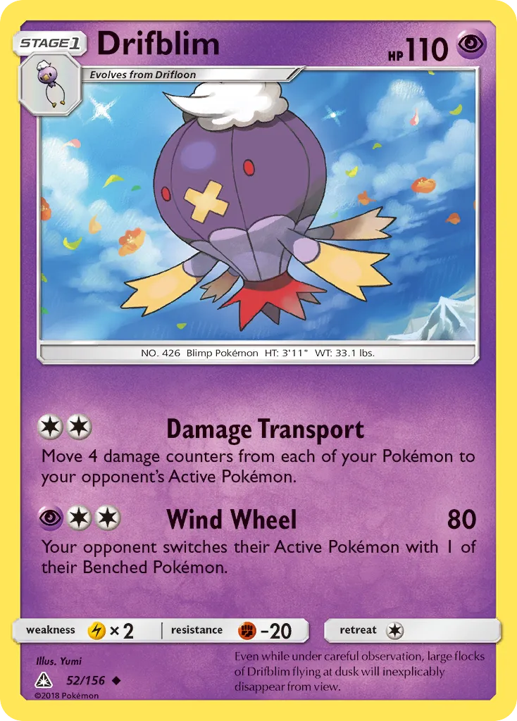2018 Ultra Prism Drifblim #052/156 Uncommon card image