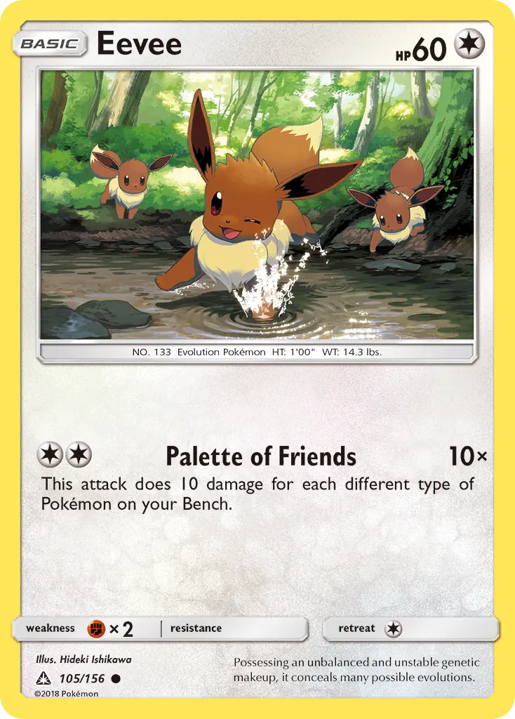 2018 Ultra Prism Eevee Common #104/156 Common card image