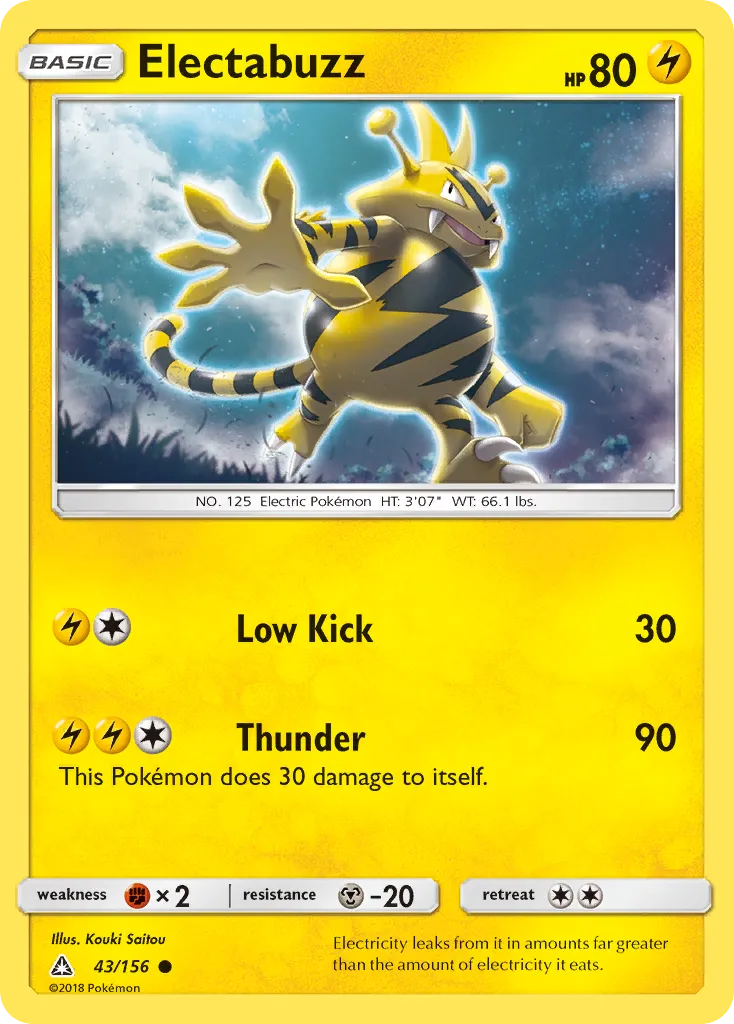 2018 Ultra Prism Electabuzz Common #043/156 Common card image