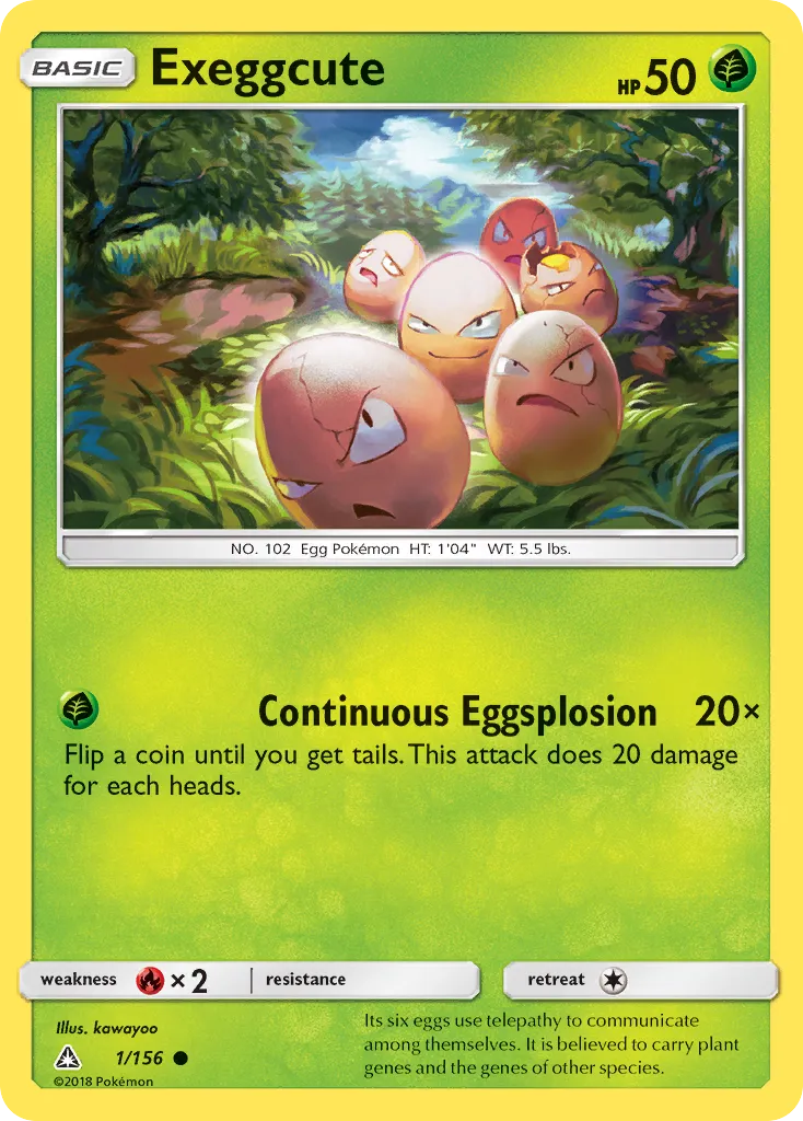 2018 Ultra Prism Exeggcute Common #001/156 Common card image