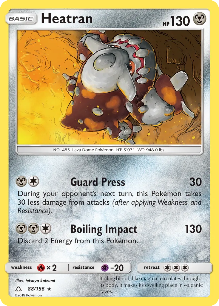 2018 Ultra Prism Heatran #088/156 Rare Holo card image