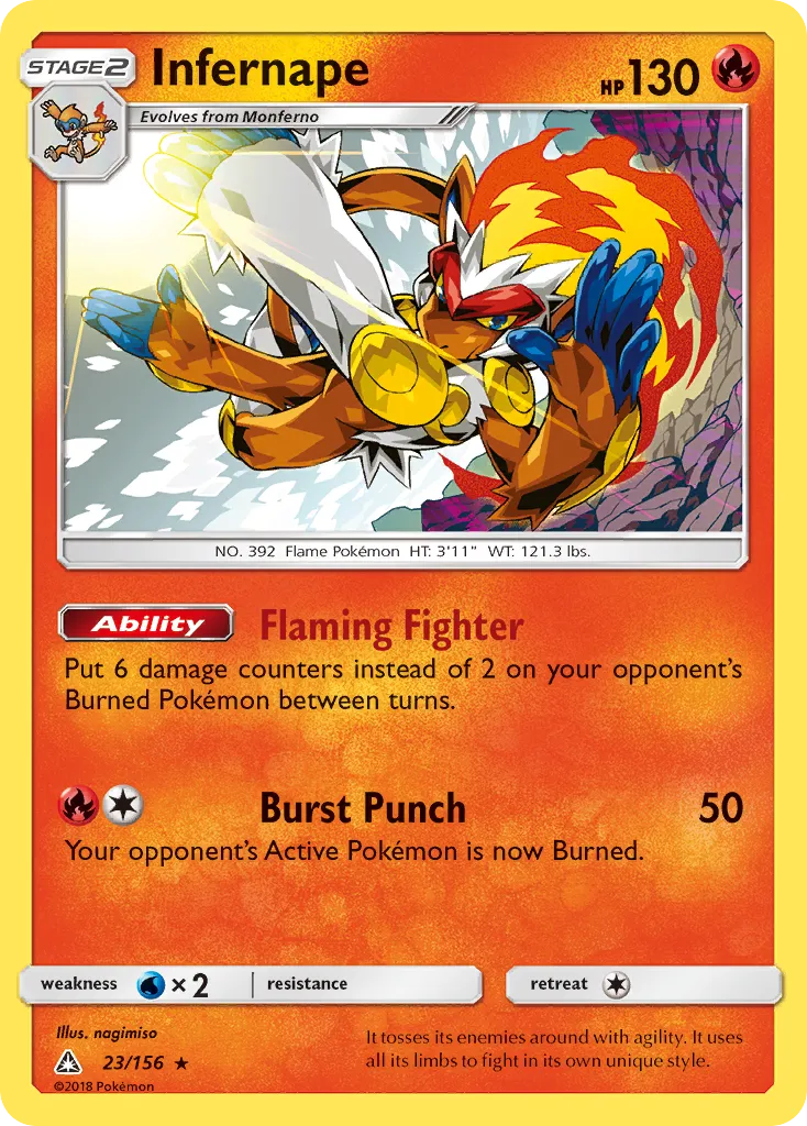 2018 Ultra Prism Infernape #023/156 Rare Holo card image
