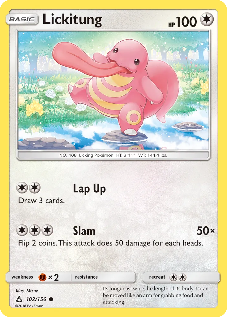 2018 Ultra Prism Lickitung Common #102/156 Common card image