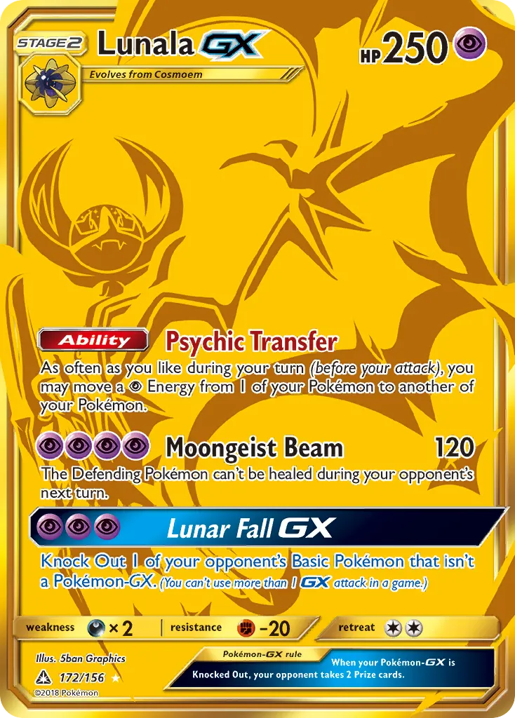 2018 Ultra Prism Lunala-GX #172/156 Rare Secret card image