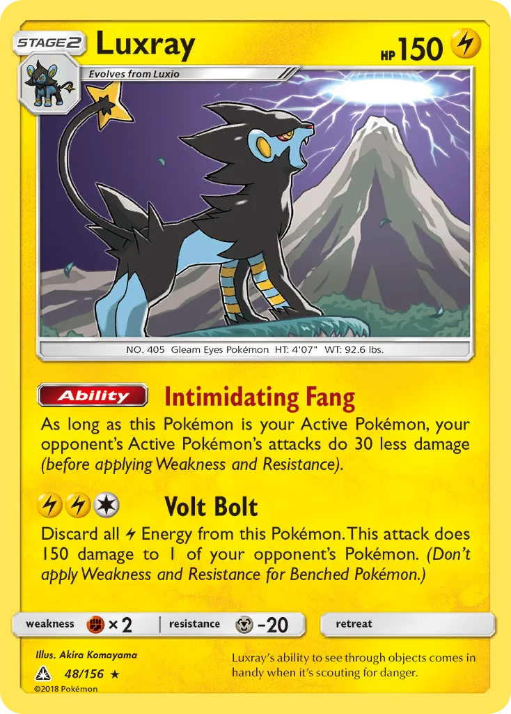 2018 Ultra Prism Luxray #048/156 Rare Holo card image