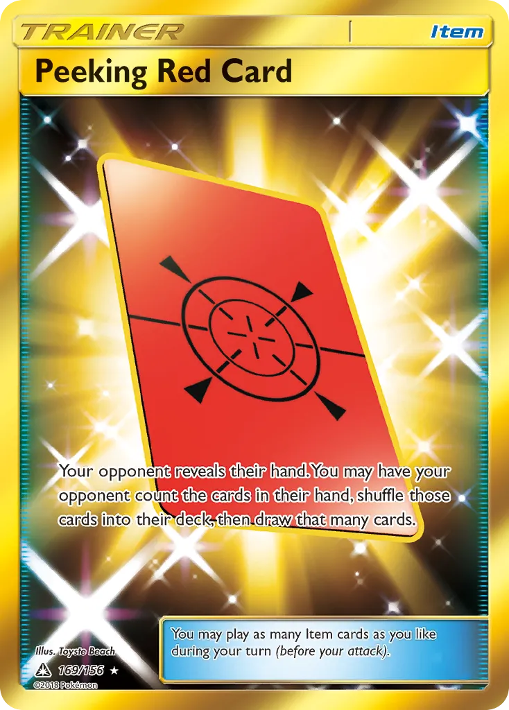 2018 Ultra Prism Peeking Red Card #169/156 Rare Secret card image