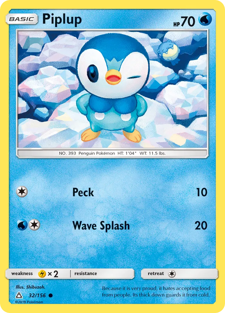 2018 Ultra Prism Piplup #032/156 Common card image