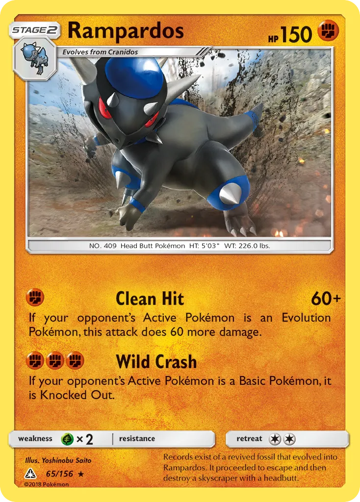 2018 Ultra Prism Rampardos #065/156 Rare Holo card image