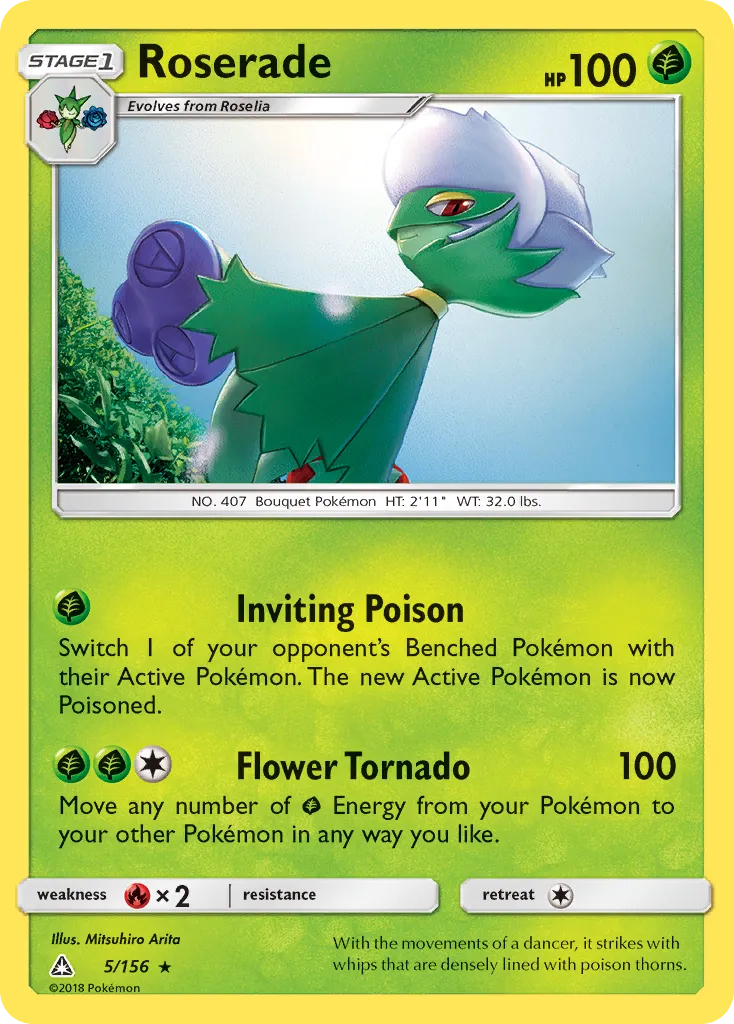 2018 Ultra Prism Roserade #005/156 Rare card image