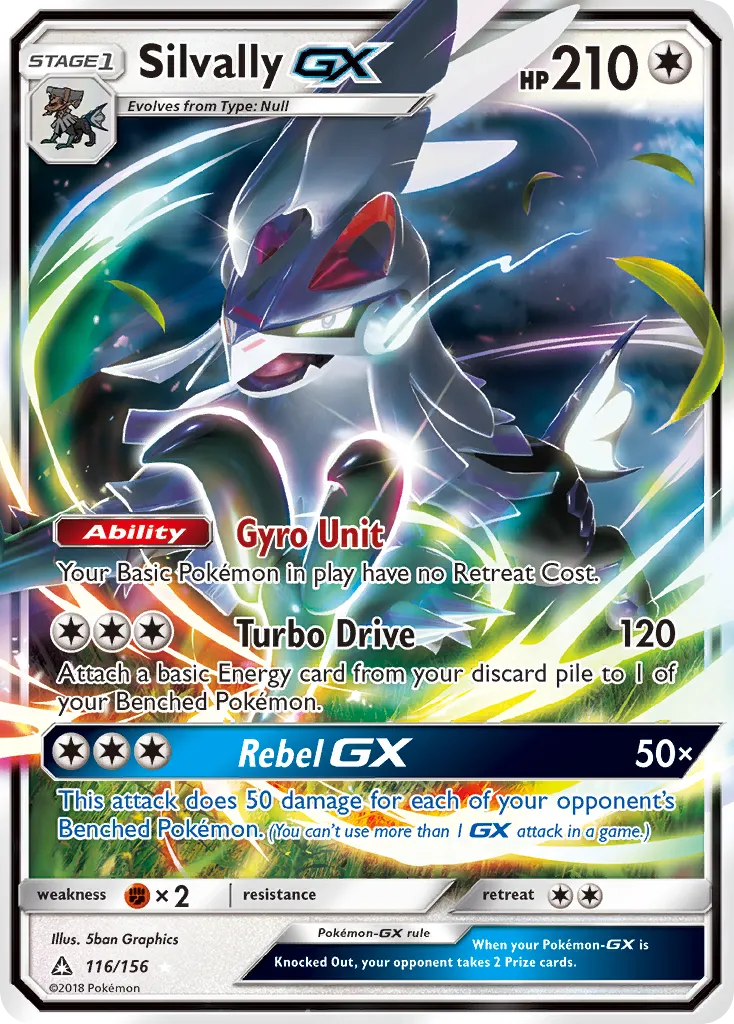 2018 Ultra Prism Silvally-GX #116/156 Rare Holo GX card image