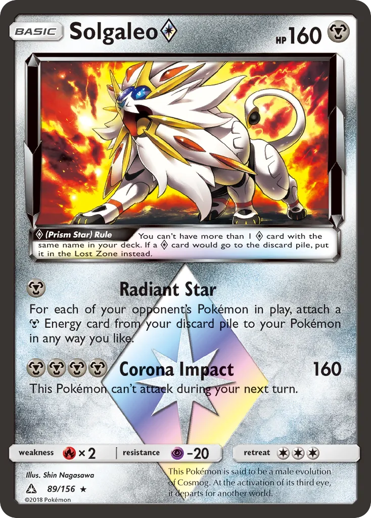 2018 Ultra Prism Solgaleo ◇ #089/156 Rare Prism Star card image