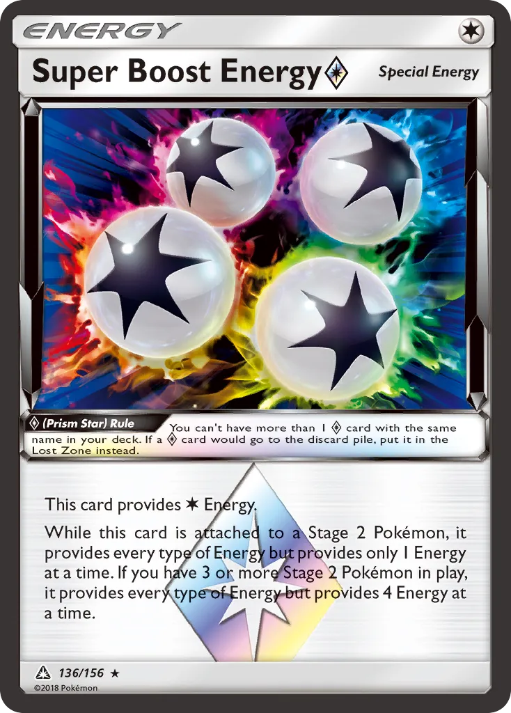 2018 Ultra Prism Super Boost Energy ◇ #136/156 Rare Prism Star card image
