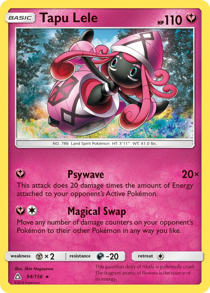 2018 Ultra Prism Tapu Lele #094/156 Rare card image