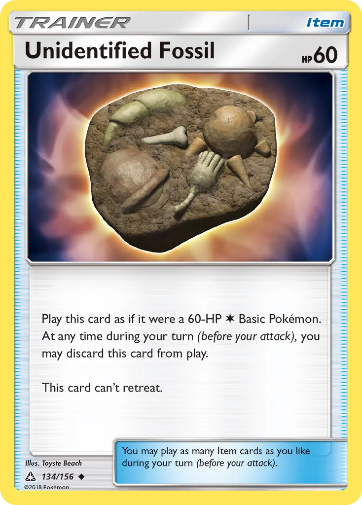 2018 Ultra Prism Unidentified Fossil #134/156 Uncommon card image
