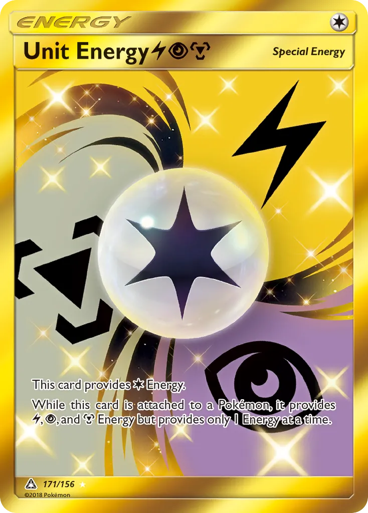 2018 Ultra Prism Unit Energy LightningPsychicMetal #171/156 Rare Secret card image