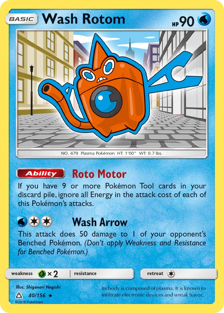 2018 Ultra Prism Wash Rotom #040/156 Rare card image