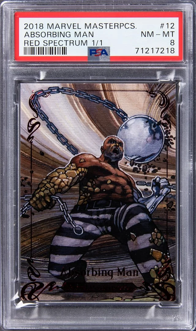 2018 Upper Deck Absorbing Man Marvel Masterpieces Red Spectrum #12 card image