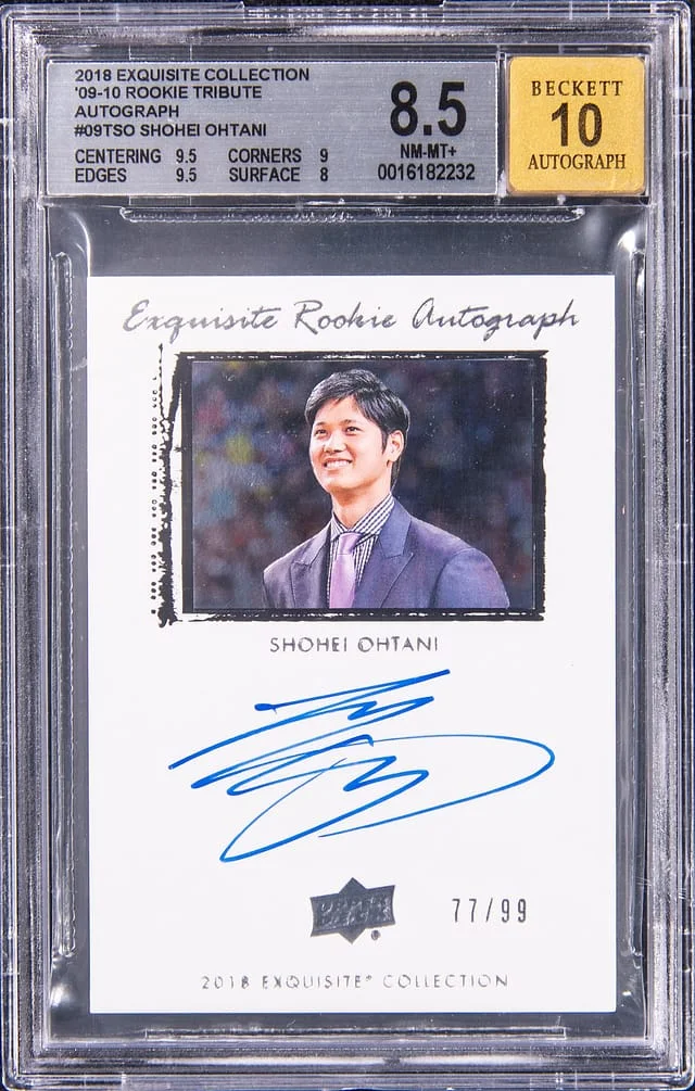 2018 Upper Deck Exquisite Collection Shohei Ohtani 09-10 Tribute Autograph #09T-SO card image