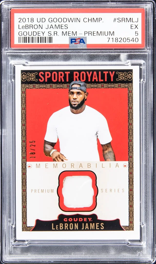2018 Upper Deck Goodwin Champions LeBron James Goudey Sport Royalty Memorabilia Premium Series #SRM-LJ card image