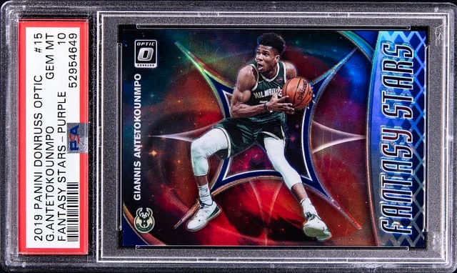 2019-20 Donruss Optic Giannis Antetokounmpo Fantasy Stars Purple #15 card image