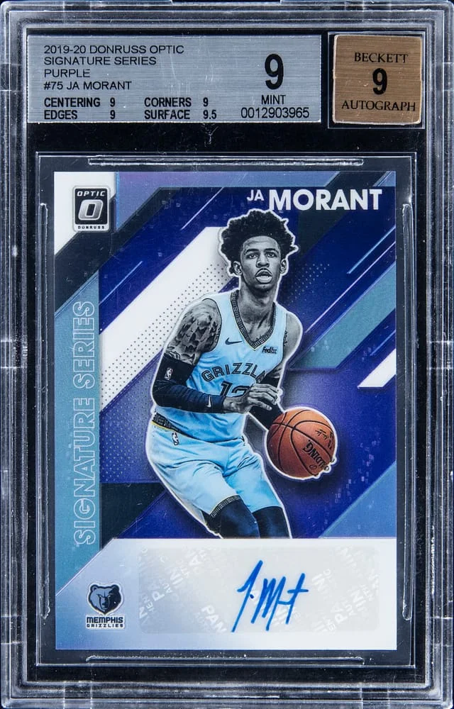 2019-20 Donruss Optic Ja Morant Signature Series Purple #SS-JMT card image