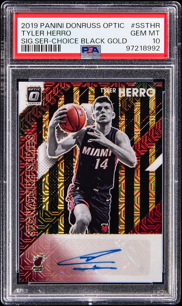 2019-20 Donruss Optic Tyler Herro Signature Series Choice Black Gold #SS-THR card image