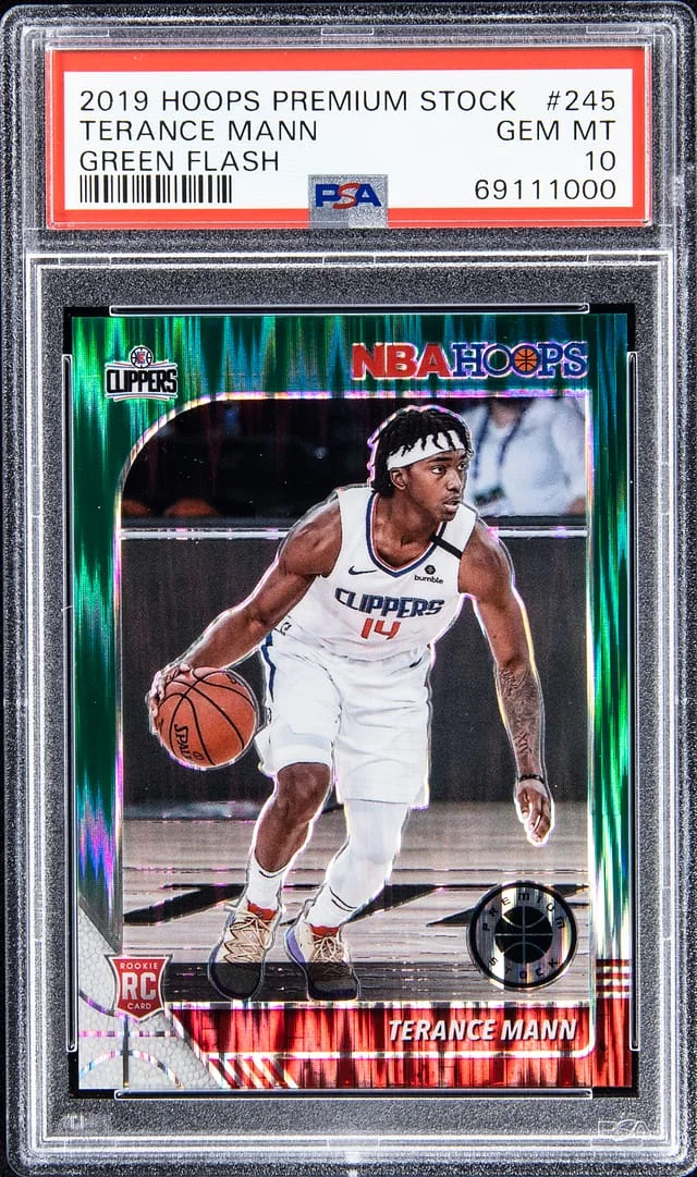 2019-20 Hoops Terrance Mann Premium Stock Green Flash #245 card image