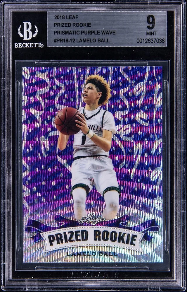 2019-20 Leaf LaMelo Ball Prized Prismatic Purple Wave #PR18-12 card image