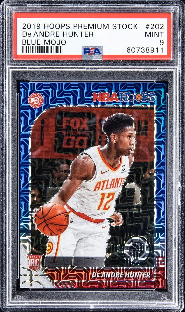 2019-20 NBA Hoops De'Andre Hunter Premium Stock Blue Mojo #202 card image