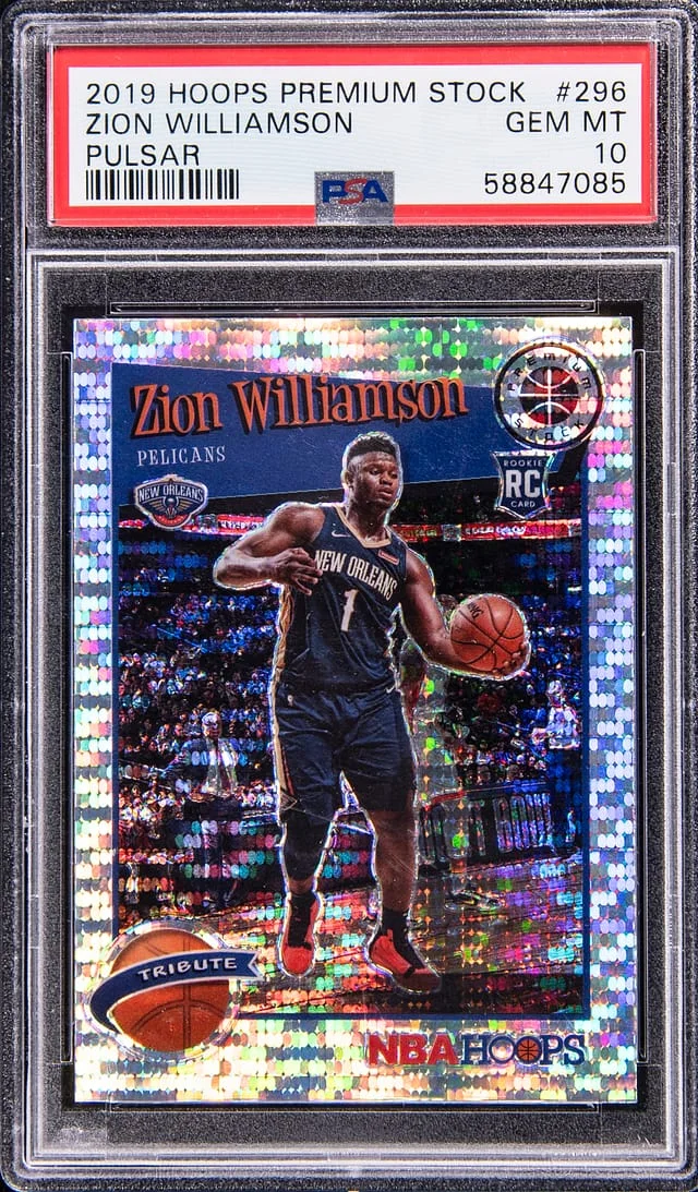 2019-20 NBA Hoops Zion Williamson Premium Stock Pulsar #296 card image