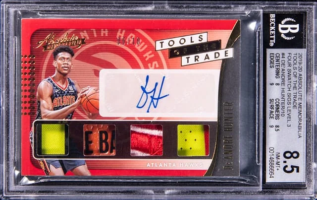 2019-20 Panini Absolute De'Andre Hunter Memorabilia Tools of The Trade Four Swatch Sigs Level 3 #TT4-DAH card image