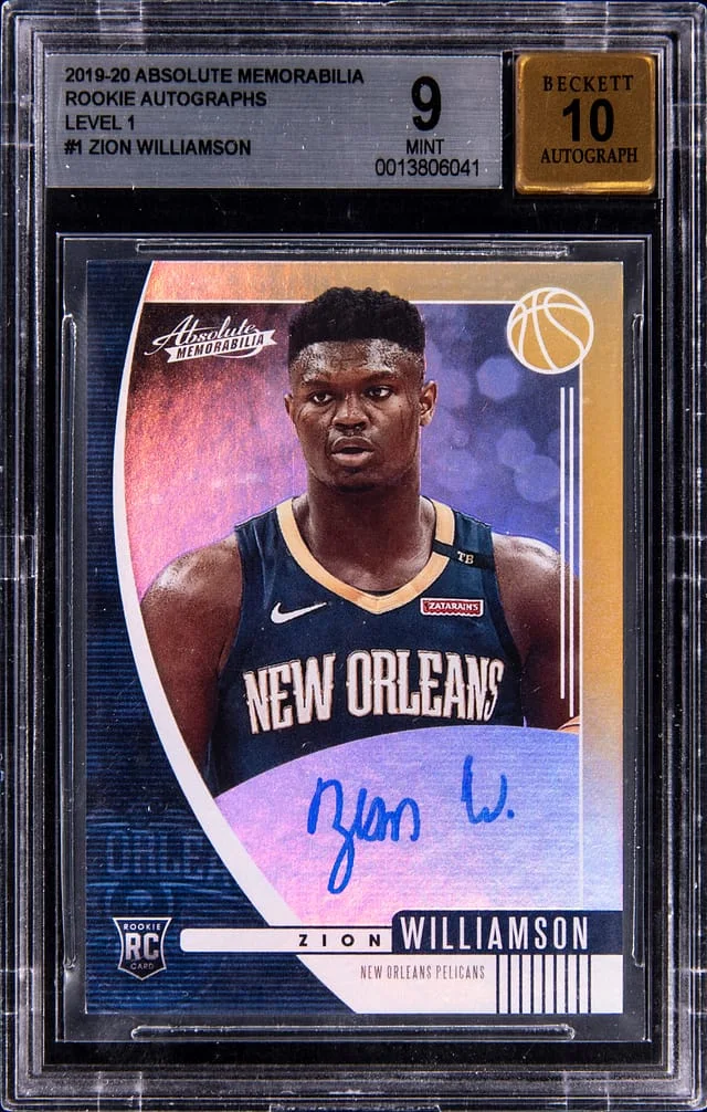 2019-20 Panini Absolute Zion Williamson Memorabilia Autographs Level 1 #1 card image