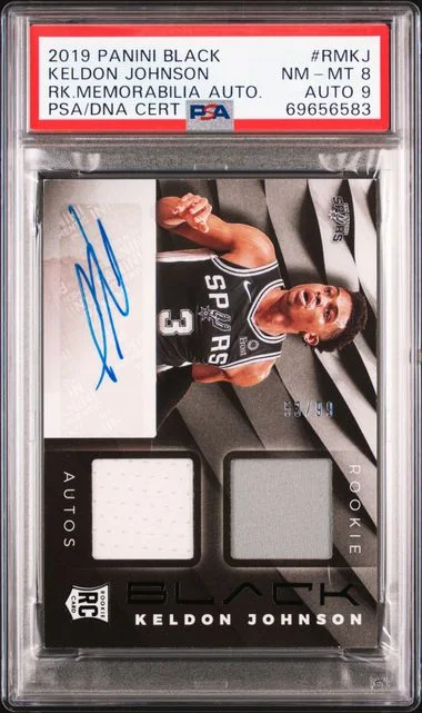 2019-20 Panini Black Keldon Johnson Memorabilia Autographs #RM-KJ card image