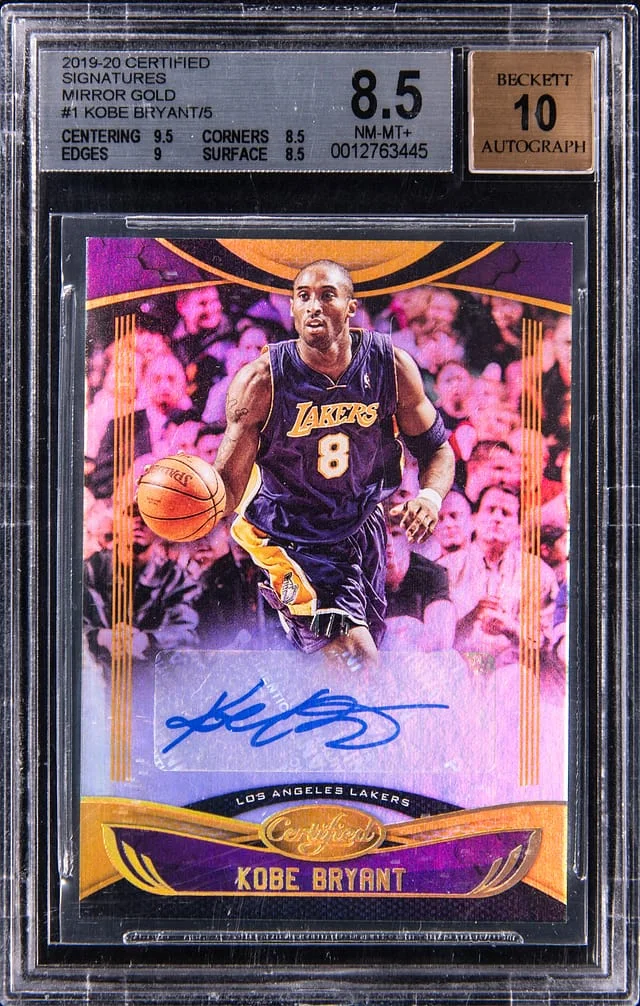 2019-20 Panini Certified Kobe Bryant Signatures Mirror Gold #CS-KB card image