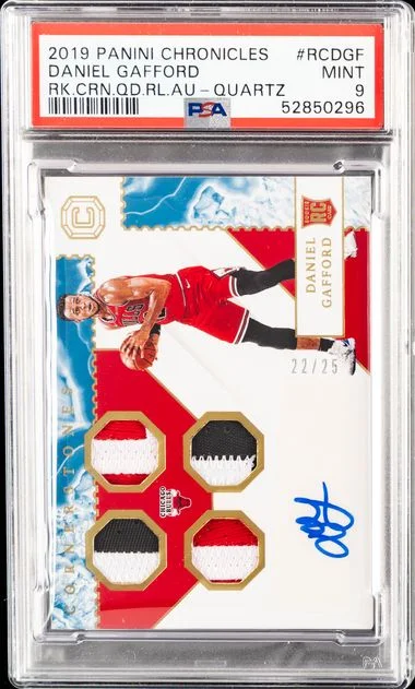 2019-20 Panini Chronicles Daniel Gafford Cornerstones Quad Relic Autographs Quartz #RCD-GF card image