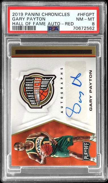 2019-20 Panini Chronicles Gary Payton Hall Of Fame Autographs Red #HF-GPT card image