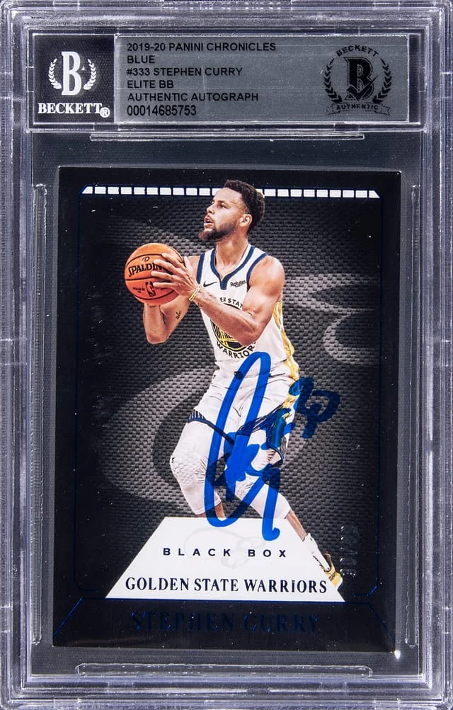 2019-20 Panini Chronicles Stephen Curry Blue Elite Black Box #333 card image
