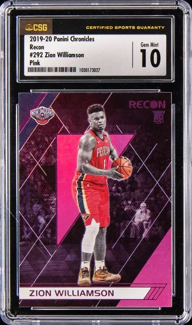 2019-20 Panini Chronicles Zion Williamson Pink #292 card image