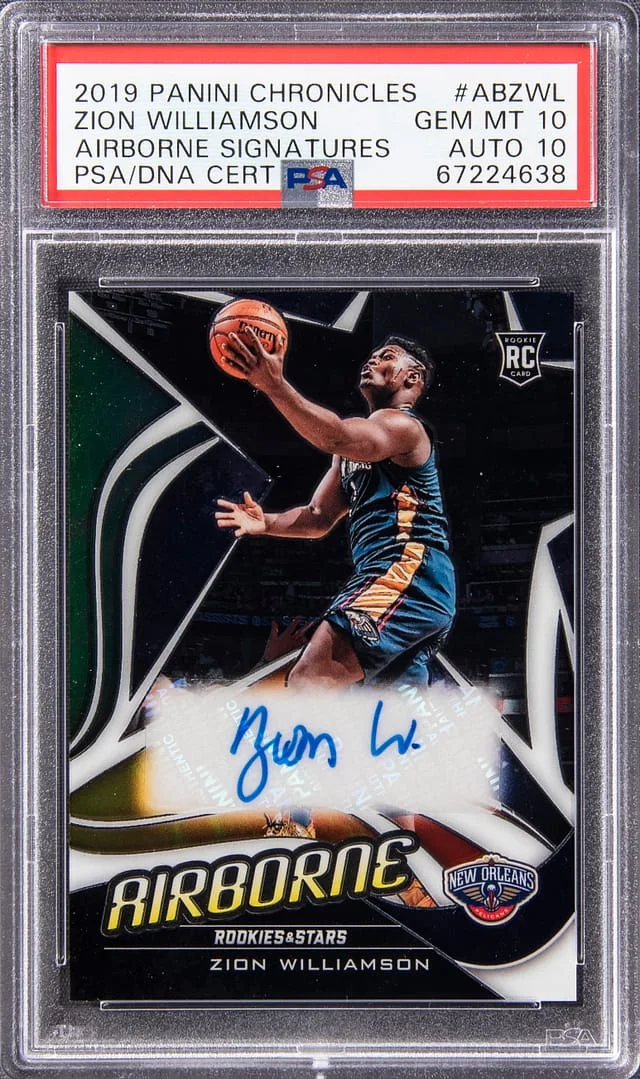 2019-20 Panini Chronicles Zion Williamson Airborne Signatures #AB-ZWL card image
