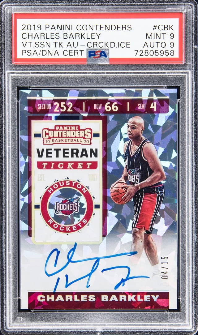 2019-20 Panini Contenders Charles Barkley Veteran Season Ticket Autograph Cracked Ice #VT-CBK card image