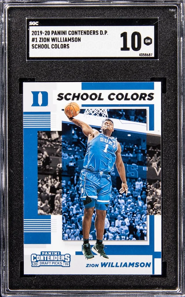 2019-20 Panini Contenders Draft Picks Zion Williamson School Colors #1 card image