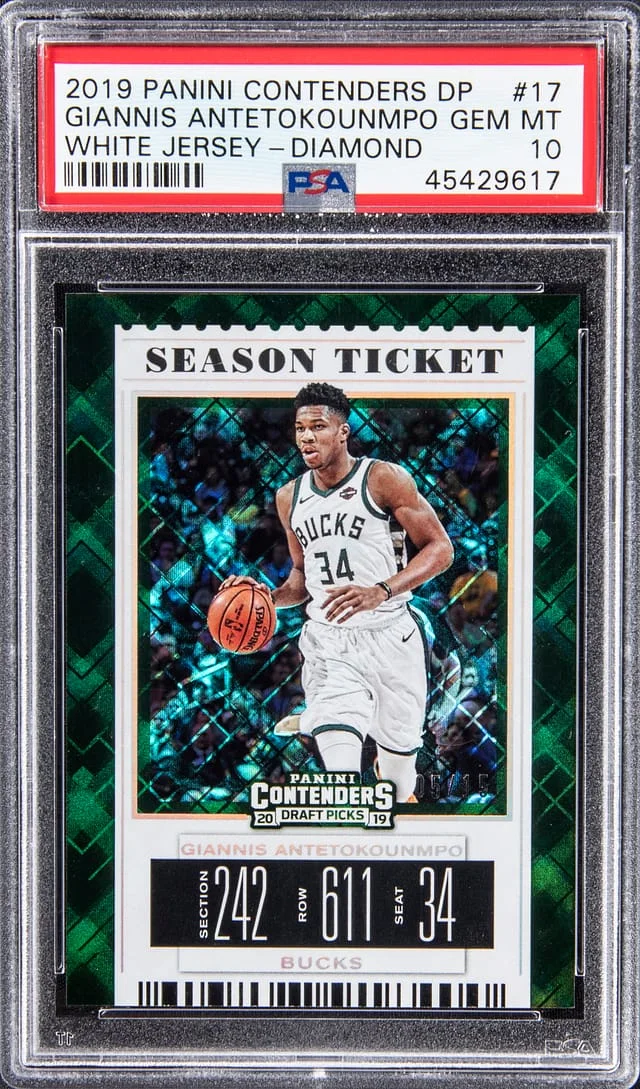2019-20 Panini Contenders Giannis Antetokoumpo DP White Jersey Diamond #17 card image