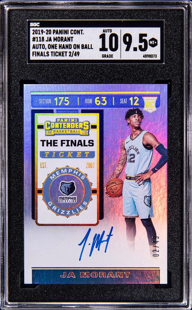 2019-20 Panini Contenders Ja Morant, One Hand on Ball Finals Ticket Autograph #118 card image