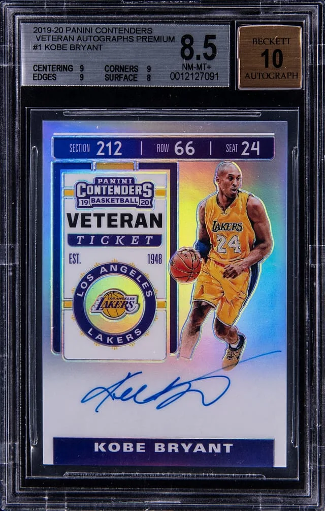 2019-20 Panini Contenders Kobe Bryant Veteran Ticket Autographs Premium Gold Prizm #1 card image