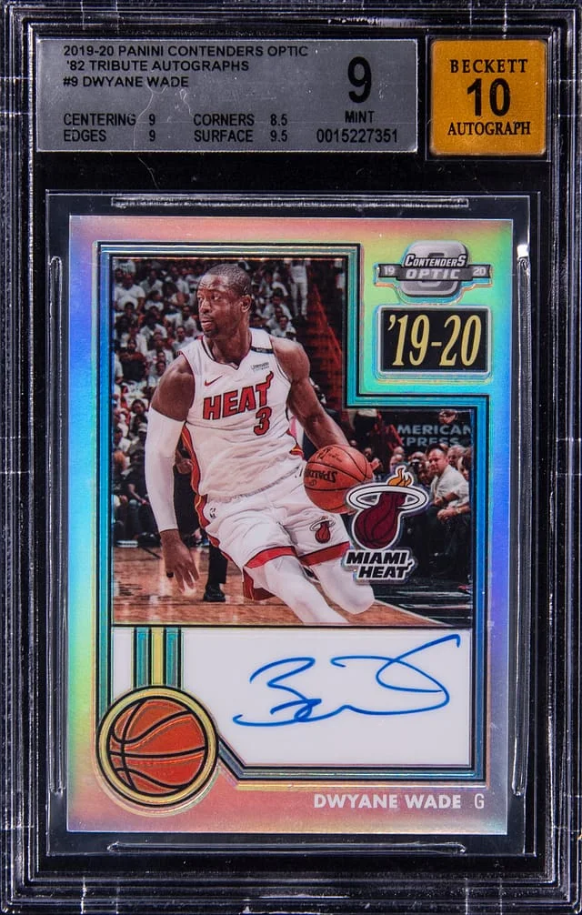2019-20 Panini Contenders Optic Dwyane Wade 82 Tribute Autograph #9 card image