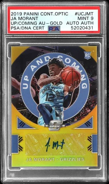 2019-20 Panini Contenders Optic Ja Morant Up And Coming Autographs Gold #UC-JMT card image