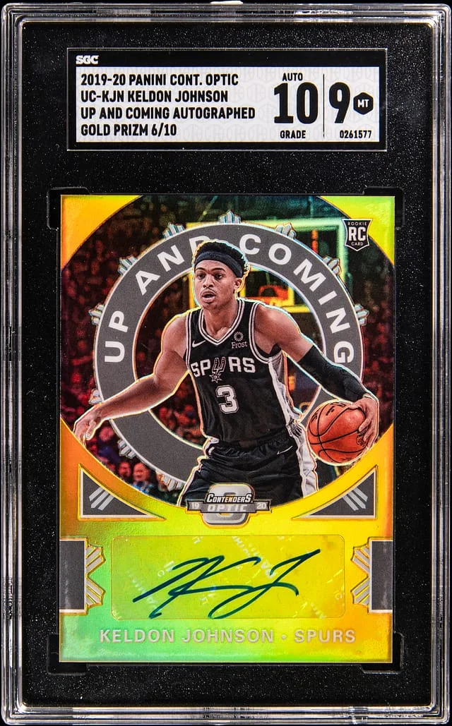 2019-20 Panini Contenders Optic Keldon Johnson Up and Coming Gold Prizm #UC-KJN card image