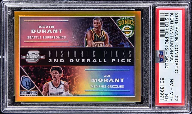 2019-20 Panini Contenders Optic Kevin Durant/Ja Morant Historic Picks Gold #2 card image
