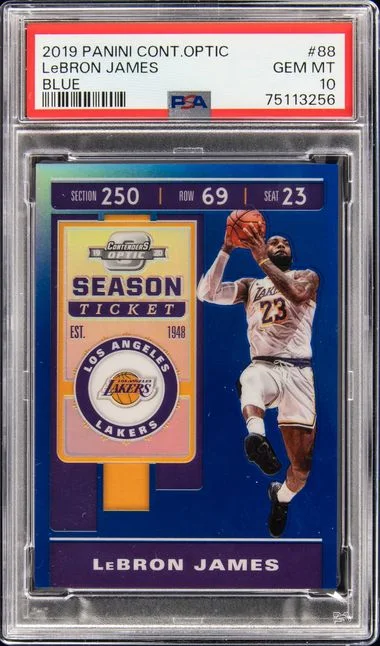 2019-20 Panini Contenders Optic LeBron James Blue #88 card image